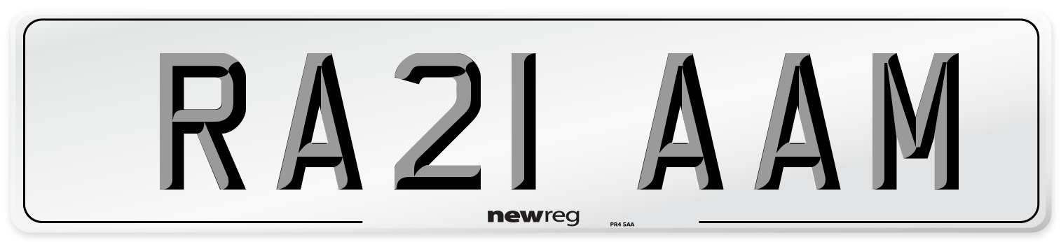 RA21 AAM Number Plate from New Reg